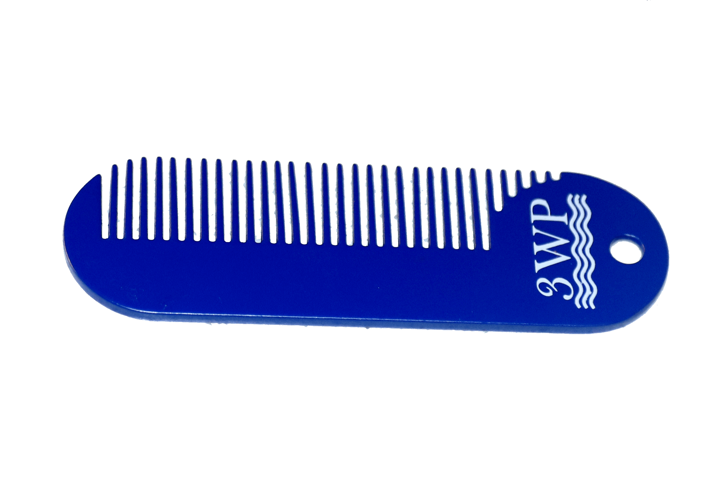 Blue Metal 3WP Wave and Beard Keychain Comb