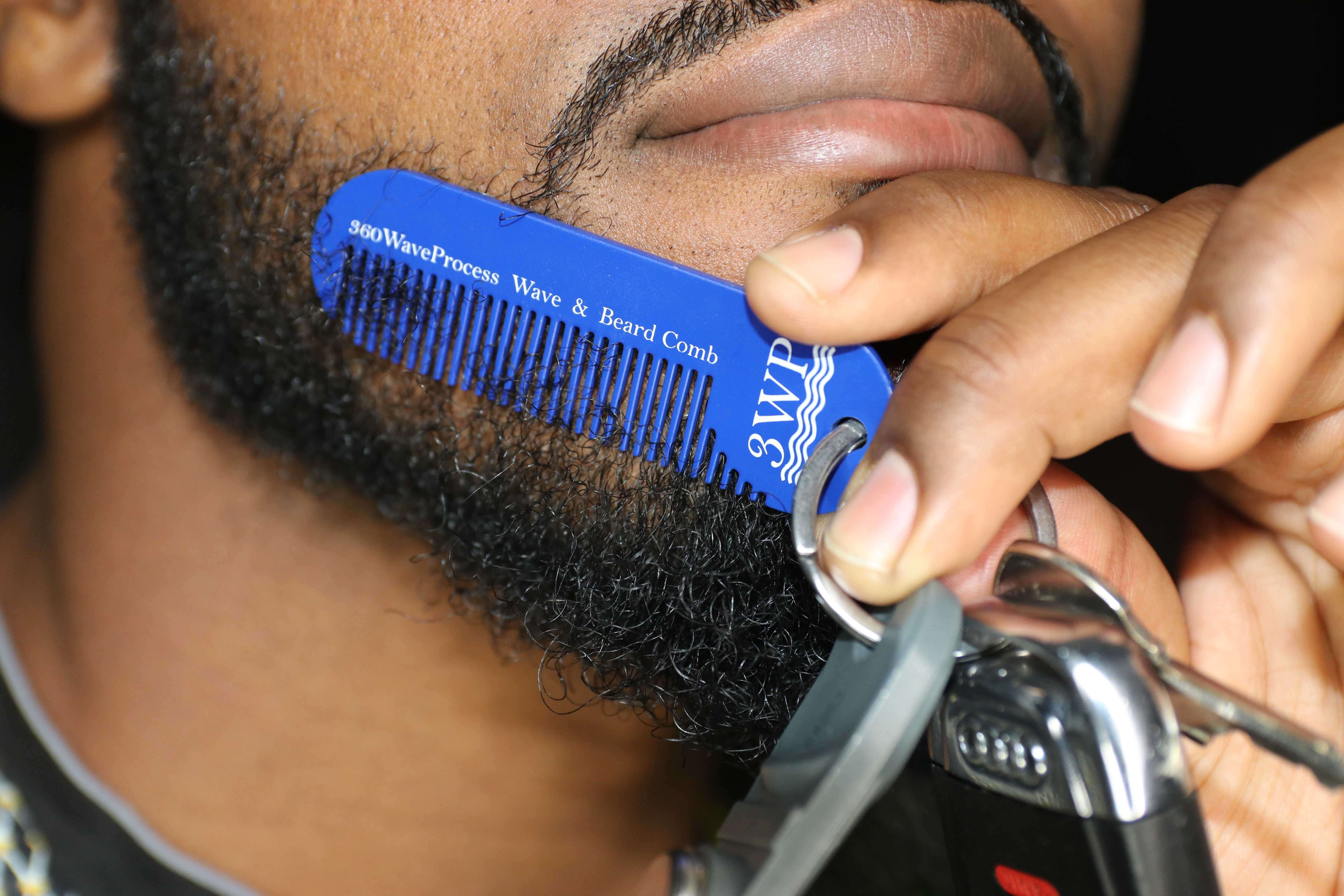Blue Metal 3WP Wave and Beard Keychain Comb