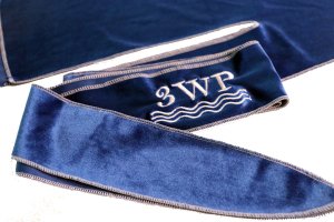 Royal Blue Velvet Durag white stitching